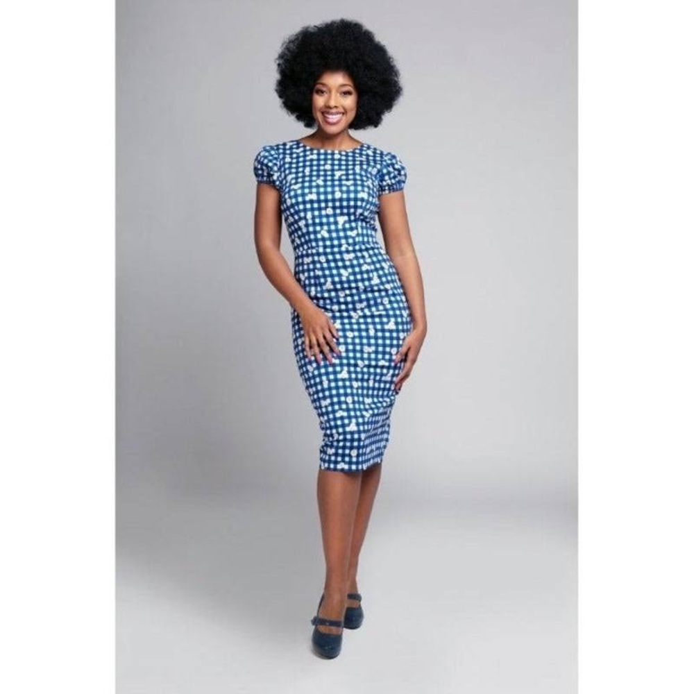 Collectif Gingham Daisy Pencil Dress